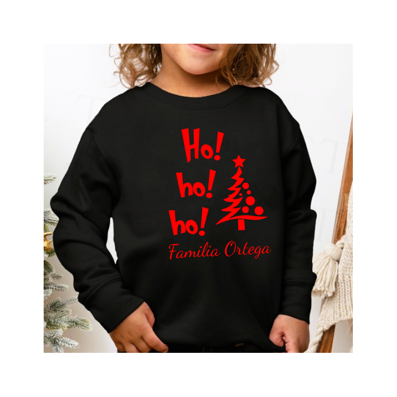 Sudadera Negra Hohoho Rojo Infantil