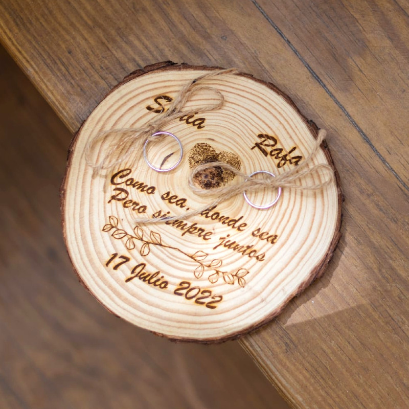 Rodaja de madera porta alianzas árbol de la vida – Pattuka